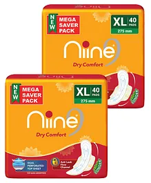 Niine Dry Comfort XL Sanitary Pads - 40 Pieces - (Pack of 2)
