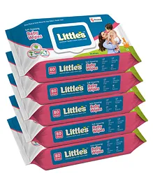 Little's Soft Cleansing Baby Wipes with Lid Pack - 80 Pieces (Pack of 5)