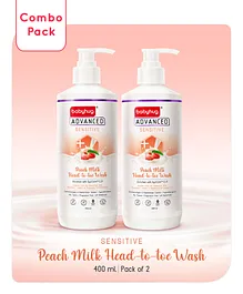 Babyhug Advanced Sensitive Peach Milk Head-to-Toe Wash - 400ml (Pack of 2)