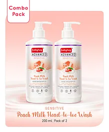 Babyhug Advanced Sensitive Peach Milk Head-to-Toe Wash - 200ml (Pack of 2)