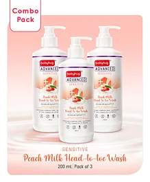 Babyhug Advanced Sensitive Peach Milk Head-to-Toe Wash - 200ml (Pack of 3)