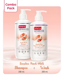 Babyhug Advanced Sensitive Peach Milk Combo of Shampoo - 200ml & Head-to-Toe Wash - 200ml