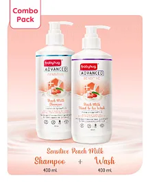 Babyhug Advanced Sensitive Peach Milk Combo of Shampoo - 400ml & Head-to-Toe Wash - 400ml