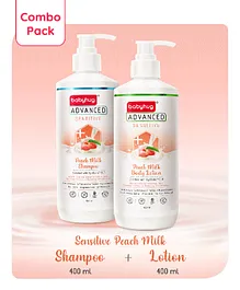 Babyhug Advanced Sensitive Peach Milk Combo of Baby Lotion - 400ml & Shampoo - 400ml