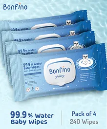 Bonfino 99.9% water wipes 60 pieces-Pack of 4