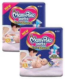 MamyPoko Extra Absorb Pant Style Diaper Small Size - 15 Pieces - (Pack of 2)