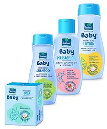 Parachute Advansed Baby Pack of 4(Massage Oil 200ml, Nourishing Lotion 200 ml, Soap (75 gm x 3), Nourishing Shampoo 200 ml).