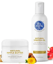 The Moms Co.Natural Stretch Oil - 100 ml & Natural Nipple Butter - 25 grams