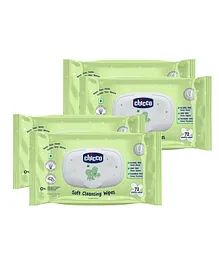 Chicco Baby Moments Bipack Fliptop Wipes - 144 Pieces (Pack of 4)
