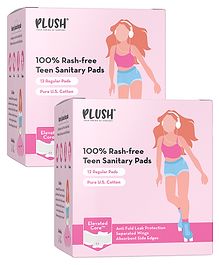 Plush Teen Rash-Free Sanitary Pads - Pack of 12 (Pack of 2)