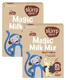 Slurrp Farm No Sugar Vanilla Milk Mix, Sweetened with Jaggery Powder, Contains Jowar and Oats, With 10 Essential Nutrients, 250 gms X 2