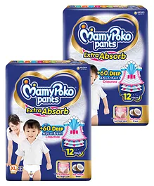 MamyPoko Extra Absorb Pants Style Diapers Xtra Large - 52 Pieces - (Pack of 2)