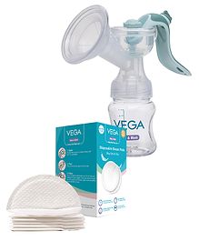 Vega Baby & Mom Natural Expression Advanced Manual Breast Pump & Ultra Thin Disposable Breast Pad - 12 Pads