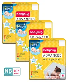Babyhug Advanced Pant Style Diaper New Born (NB) - 34 Pieces - (Pack of 3)