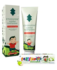PediflorKidz Anticavity Fluoride Vegan Friendly Green Apple Flavor Toothpaste 70 g & Ethiaspire Vegan Toothpaste- 50 gm