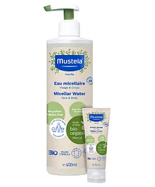 Mustela Micellar Water- 400 ml & Bio Organic Diaper Cream- 75ml
