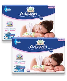 Wowper Baby Pant Style Diaper with 3D Diamond Cross Core New Born Size (NB) - 28 Pieces - (Pack of 2)