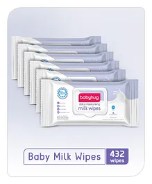 Babyhug 98% Water Daily Moisturising Milk Baby Wet Wipes Pack of 6 - 72 Wipes each