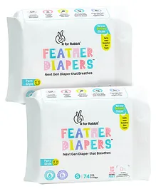 R for Rabbit Feather Diaper Pants Size S - 74 Counts (Pack of 2)