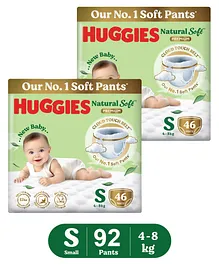 Huggies Natural Soft Premium Baby Diaper Pants Small 46 Pieces  - (Pack of 2)