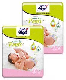 Little Angel Extra Dry Baby Pants Diaper Small (S) - 60 Pieces - (Pack of 2)