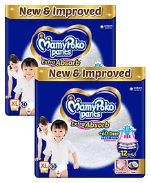 MamyPoko Extra Absorb Pants Style Diapers Xtra Large - 30 Pieces - (Pack of 2)