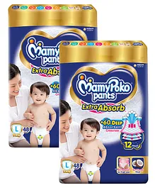 MamyPoko Extra Absorb Pants Style Diapers Large - 48 Pieces - (Pack of 2)