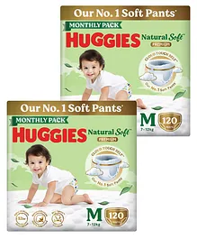 Huggies Natural Soft Premium Baby Diaper Pants Medium - 120 Pieces - (Pack of 2)