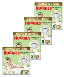 Huggies Natural Soft Premium Baby Diaper Pants, Small-46 (Pack of 4)