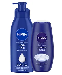 Nivea 5 in 1 Complete Care Nourishing Lotion Body Milk 400 ml & Bath Care Shower Creme Care - 250 ml