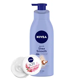 Nivea Smooth Milk Body Lotion - 400 ml & Soft Berry Blossom Light Moisturizing Cream - 100 ml