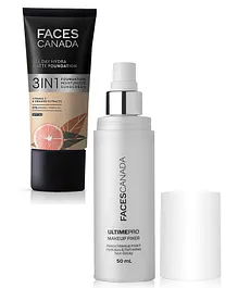 FACES CANADA Ultime Pro Makeup Fixer 50ml & All Day Hydra Matte Foundation - Absolute Ivory 25ml Combo