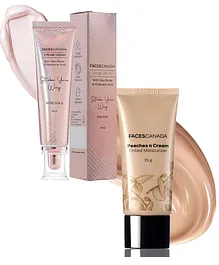 FACES CANADA Glow Getter Makeup Kit - Rose Gold Strobe Cream (30ml) & Peaches N Cream Tinted Moisturizer - Light (35g)
