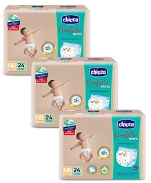 Chicco Comfypro Ultra Soft & LIght Diaper  Pants  New Born - 24 Pieces (Pack of 3)