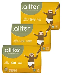 Allter Organic Bamboo Explorer  Print Taped Diapers For Medium Size - 28 Pieces(Pack of 3)