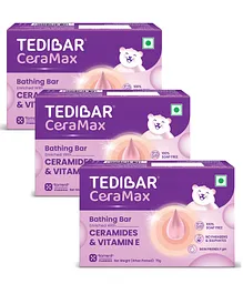 Tedibar Ceramax Bathing Bar 75 g Enriched with Ceramides & Vitamin E 100% Soap Free| Skin friendly pH By Torrent Pharma (Pack of 3)