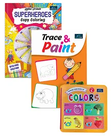 Toddler Fun & Learning Combo Colors, Superheroes & Painting Books for Early Skills (Pack of 3)