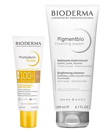 Bioderma SPF 100 Sunscreen and Pigmentbio Foaming Cream - Brighten, protect,exfoliate Combo