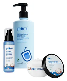 Plum Coconut Milk & Peptides Shampoo, Mask & Serum Combo For Strong & Shiny Hair