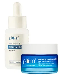 Plum Niacinamide Serum & Moisturizer Duo With Rice Water - Fades Blemishes, Hydrates & Brighten Skin