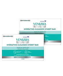 Venusia Hydrating Cleanser Syndet Bar | 100% soap-free pH 5.5 Non-irritating Hypoallergenic PAMA-free | Enriched with Glycerin Shea Butter Olive Oil Avocado Oil & Jojoba Oil - 75 g (Pack of 2)