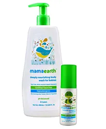 mamaearth Deeply Nourishing Body Wash For Babies - 400 ml & Natural Mosquito Repellent Spray With Lemongrass Oil - 100 ml