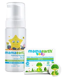 Mamaearth Baby Foaming Facewash with Aloe Vera and Coconut Extract - 150 ml & Natural Repellent Mosquito Patches - 24 Pieces