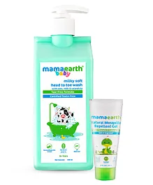 Mamaearth Baby Head to Toe Wash With Oats Milk Calendula for Babies 2 in 1 Tear Free Body Wash & Shampoo- 400 ml & Natural Mosquito Repellent Gel - 50 ml