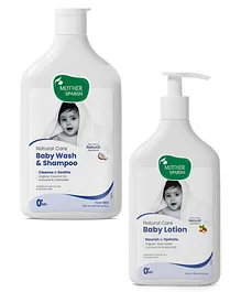 Mother Sparsh Natural Care Baby Body Lotion - 400 ml & Natural Care Baby Wash & Shampoo - 400 ml