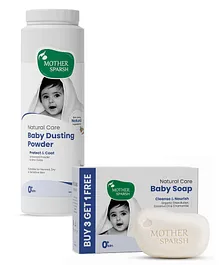 Mother Sparsh Baby Natural Care Baby Dusting Powder - 200 g & Natural Care Baby Soap Pack of 4- 75 g