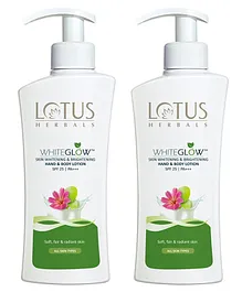 Lotus Herbals Whiteglow Skin Whitening & Brightening Hand & Body Lotion Pack of 2 -  400 ml (Each)