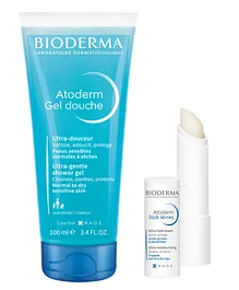 Bioderma Soft Skin and Lips Duo  Atoderm Gel douche 100ml and Lip Balm Combo