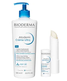 Bioderm Soothing care for Skin and Lips with Atoderm Creme Ultra 500ml and Lip Balm 4g Combo