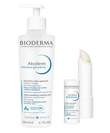 Bioderma Skin and Lip Nourishment with Atoderm Intensive Gel Creme 200ml and Lip Balm Combo